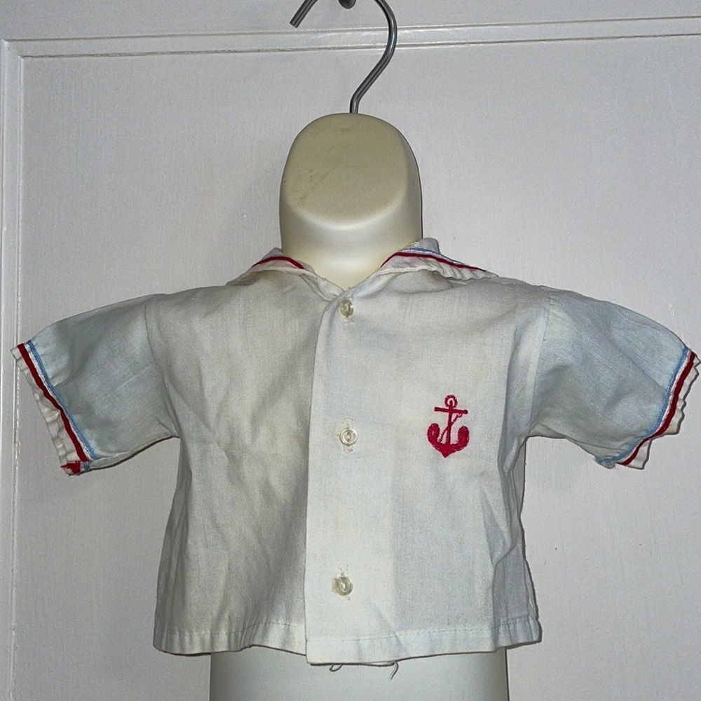 Vtg 60s infant/baby boy nautical sailor shirt